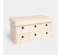 Storage Cube Unit 6 Draw Ottoman Space Saving Chest Shoe Ribbed Organiser OHS Cream One Size