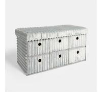 Storage Cube Unit 6 Draw Ottoman Space Saving Chest Shoe Ribbed Organiser OHS Light Grey One Size