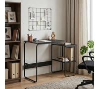 Storage Desk Open Shelf 100 x 50 x 75 cm Black Engineered Wood and Steel