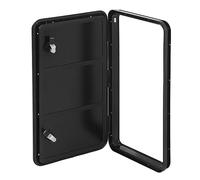 Storage Door Access Square Round Corner RV Compartment Door Anti Corrosion Foam Layer Double Lock Security Protection For Motorhome Caravan (Black)