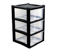 Storage Drawer Unit 3 Tier | Large Black Plastic Organizer Chest Drawer Tower Unit Cabinet Trolley |Heavy Duty Home Bedroom Kitchen Office School | 39 DEPTH x 39 WIDTH x 62 HEIGHT cm