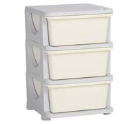 Homcom Kids Storage Units With Drawers 3 Tier Chest Vertical Dresser Tower Cream