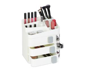 Storage Drawers Cosmetic Make-up Organiser Plastic Brush Hold 27.5x26x21cm White