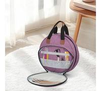 Storage Embroidery Bag Organizer Round Embroidery Storage Bag Project With Handle & Multiple Pockets For Threads Tools (Purple, One Size)