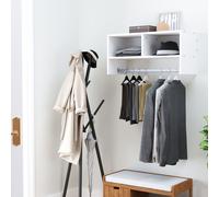 HOMCOM Storage Hat Rack Hanging Coat Organizer Wall Mounted Home White, White