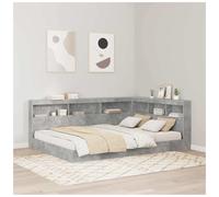 Storage Headboard L-Shaped Concrete Grey 150cm Engineered Wood w/ Charging Desk