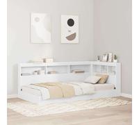 Storage Headboard White 207.5x76.5cm EngineeredWood L-Shaped w/ Charging Station