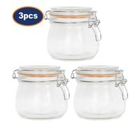 Storage Jar Airtight Clip Top Lid 500Ml Glass Spice Food Preserve Containers 3Pc