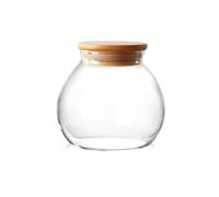 Storage Jar Glasses Large Capacity Round Modern Simple Holiday Fund Well Sealed Locker Comfortable to Hold Bamboo Cover 1000ml