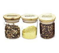 Storage Jars with Bamboo Lids Silicone Ring Airtight Glass Kitchen Food Storage Containers Clear Food Canister Includes Sticker and Chalk M&B (150ml - 3 Pack)