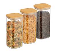 Storage jars with lids Glass Food Containers 1500 ml Dishwasher Safe Set of 3