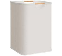STORAGE MANIAC 1-Pack Large Laundry Hamper, 100L (26.4 Gal) Collapsible Laundry Basket with Bamboo Handles, Freestanding Waterproof Clothes Hamper for Laundry Room, Bedroom, Dorm, Towels, Toys, White