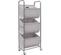STORAGE MANIAC 120 Litre Vertical Rolling Laundry Sorter, 2 Section Laundry Hamper with Wheels and 2 Pauses, 2 Tier Laundry Baskets for Small Space, Dormitory, Laundry Room, Closet, Room