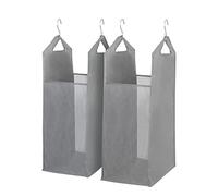STORAGE MANIAC 2-Pack Hanging Laundry Hamper, Front See-Through Mesh Bag, Slim Basket, Double Hanging Closet Hamper, Narrow Organizer, Grey