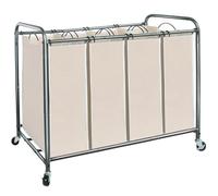 STORAGE MANIAC 4 Section Laundry Sorter with Removable Bags, Beige, Eco-Friendly, Portable, Waterproof