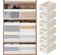 STORAGE MANIAC 6 Pack Storage Bins with Clear Window, Storage Boxes for Shelves, Sturdy Foldable Closet Organization Fabric Shelf Basket for Toy, Towel, Book, Jeans, Offices, Dorm, Wardrobe, Beige