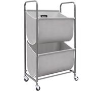 STORAGE MANIAC 80 Liters Vertical Rolling Laundry Hamper, 2 Section Laundry Sorter with Wheels and 2 Breaks, 2-tier Laundry Baskets for Small Space, Dorm, Laundry Room, Closet, Bathroom, Gray 2-tier
