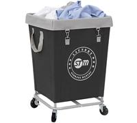 STORAGE MANIAC Commercial Laundry Hamper with Heavy Duty Steel Frame, 160 L Industrial Laundry Basket Cart with Wheels for Hotel, Home, Laundry Room, 17.72''L x 17.72''W x 30.91''H, Medium Black