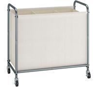 STORAGE MANIAC Laundry Hamper, 165L Laundry Basket with Lockable Wheels, Rolling Laundry Sorter Cart, 3 Section Beige