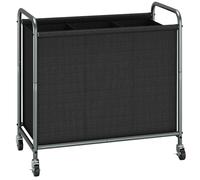 STORAGE MANIAC Laundry Hamper, 165L Laundry Basket with Lockable Wheels, Rolling Laundry Sorter Cart, 3 Section Black