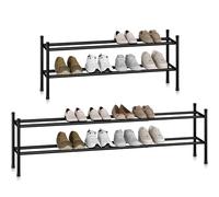 STORAGE MANIAC Long Expandable Shoe Rack, 12 Pairs Metal Wide Stackable Shoe Rack, Adjustable Shoes Shelf, Freestanding Shoes Organizer for Closet, Entryway, Hallway, Garage, Front Door, 2 Tiers