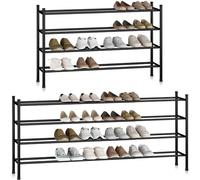 STORAGE MANIAC Long Expandable Shoe Rack, 24 Pairs Metal Wide Stackable Shoe Rack, Adjustable Shoes Shelf, Freestanding Shoes Organizer for Closet, Entryway, Hallway, Garage, Front Door, 4 Tiers