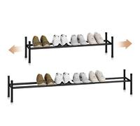 STORAGE MANIAC Long Expandable Shoe Rack, 6 Pairs Metal Wide Stackable Shoe Rack, Adjustable Shoes Shelf, Freestanding Shoes Organizer for Closet, Entryway, Hallway, Garage, Front Door, 1 Tier