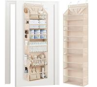 STORAGE MANIAC Over The Door Organizer Large Capacity Hanging Organizer, Clear Deep Pockets Behind Door Closet Organizer and Storage for Nursery, Bathroom, Bedroom, Pantry, 1 Pack Oat Beige