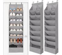 STORAGE MANIAC Over the Door Shoe Organizer Heavy-Duty Large Deep Pocket Hanging Shoe Organizer Shoe Rack Door Closet Shoe Organizer for Wall, Dorm & Narrow Door Storage Shoe Holder Grey, 2 Pack