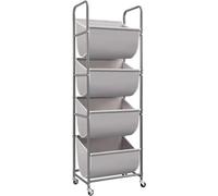 STORAGE MANIAC Vertical Rolling Laundry Hamper, 4 Section Laundry Sorter with Wheels and 2 Breaks, 4-tier Laundry Baskets for Small Space, Dorm, Laundry Room, Closet, Bathroom, Gray 4-tier