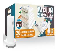 STORAGE MASTER Space Saver Bags for Travel and Home Reusable, 20 Pack Vacuum Storage Bags Save 80% More Storage Space, with Electric Air Pump