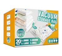 STORAGE MASTER Space Saver Bags for Travel and Home Reusable Vacuum Storage Bags Save 80% More Storage Space Work with Vacuum Cleaner (20 Pack, No Hand Pump)