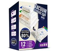 STORAGE MASTER Space Saver Bags for Travel and Home Reusable Vacuum Storage Bags Save 80% More Storage Space Work with Vacuum Cleaner (12 Pack, No Pump Included)