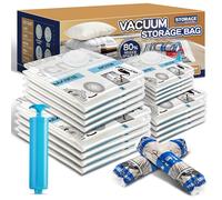 Storage Master Space Saver Bags for Travel and Home Reusable Vacuum Storage Bags Save 80% More Storage Space Work with Vacuum Cleaner (20 Combo, with Hand Pump)