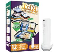 STORAGE MASTER Space Saver Bags for Travel and Home Reusable Vacuum Storage Bags Save 80% More Storage Space, 12 Pack, with Electric Pump