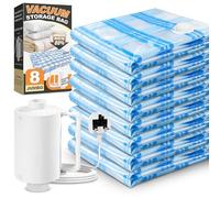 Storage Master Space Saver Bags for Travel and Home Reusable Vacuum Storage Bags Save 80% More Storage Space Work with Vacuum Cleaner (8 Jumbo with Electric Pump)