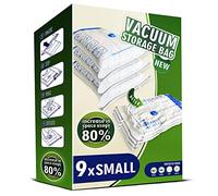 STORAGE MASTER Space Saver Bags for Travel and Home Reusable Vacuum Storage Bags Save 80% More Storage Space Work with Vacuum Cleaner (9 Small, No Pump Included)