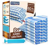 STORAGE MASTER Vacuum Storage Bags, 8-pack Jumbo Size Space Saver Bags 80% More Storage Space with Hand Pump (Jumbo 8 Pack)