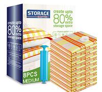 STORAGE MASTER Vacuum Storage Bags, 8-pack Medium Size Space Saver Bags 80% More Storage Space with Hand Pump (Medium 8 Pack)
