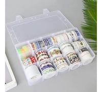 Storage Organiser Box Tape Storage Box Mini Paper Sticker Tape Box Transparent Plastic Case Craft Organiser DIY Sticker Roll Tape Cutter Holder Storage Jewelry Organizer Storage (2 PCS)