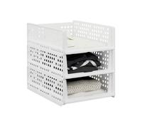 Storage Organiser Boxes Set of 3 Wardrobe Closet Stackable Baskets Pull Out