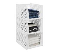 Storage Organiser Boxes Set of 3 Wardrobe Closet Stackable Baskets Pull Out