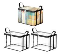 Storage Organizer Bag 38x32x24cm - Book Keeper Box, Dust Cover Container | Visible Panel Collection Archiving Protection Solution, Closet Bookshelf Media Sorting Preservation Utility Holder with House