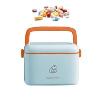 Storage Organizer,Medicine Box Plastic First Aid Box Empty,Large Capacity Organizer Box,Family Emergency Kit Medication Storage Organizer with Handle Medicine Cabinet Storage Pill Case (blue, S)