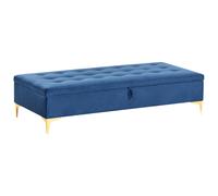 Beliani Storage Ottoman ABERDEEN Velvet Navy Blue, Blue