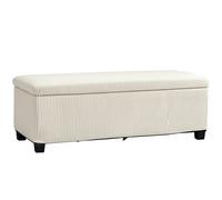 Storage Ottoman Beige Corduroy 112x42x40cm Foam Steel 84L Bench Seat Upholstered