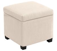 Storage Ottoman Beige Corduroy 40cm Square 84L Hidden Storage Seat Foam SteelTop