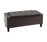 Homcom 40X90Cm Pu Leather Storage Ottoman Bench Wood Frame W/ Tufting Feet In Brown Brown