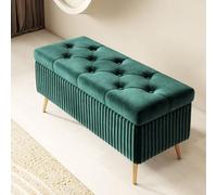 Storage Ottoman Bench Dark Green Footrest for Bedroom & Living Room Multi-Functional Storage Seat Entryway Shoe Bench Bed End Storage Stylish Footstool L15