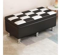 Storage Ottoman Bench, Linen Entryway Shoe Bench Upholstered Bed End of Bed Bench for Bedroom, Rectangle Button Tufted Bench for Living Room, Holds Up To 330 Lbs(120x40x45cm(47x16x18), Leather A)